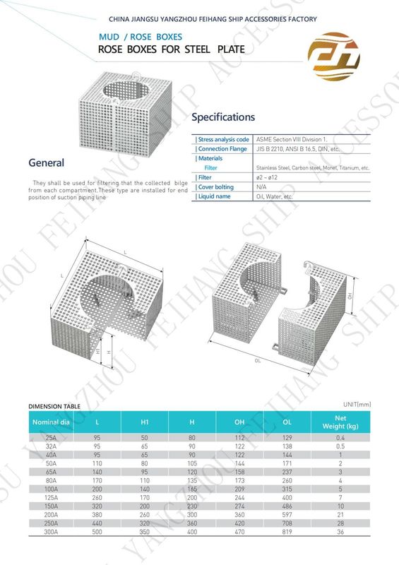 Φίλτρο Rose Box Marine για γραμμή αποβάθρων FH-100A JIS F7206 Mesh-10mm
